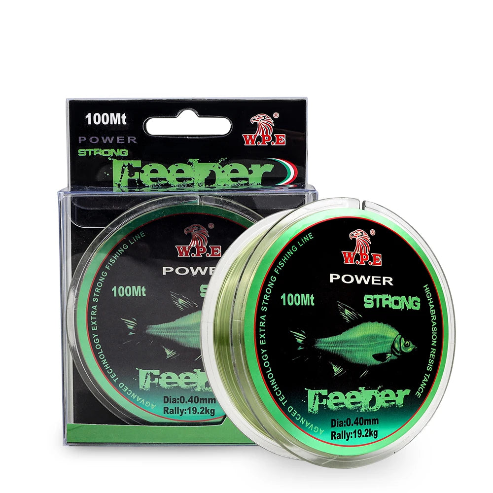 W.P.E Brand FeeDer 100m Nylon Fishing Line Strong 0.20mm-0.60mm Monofilament Nylon Line 6.02KG-37KG Carp Fishing Wire