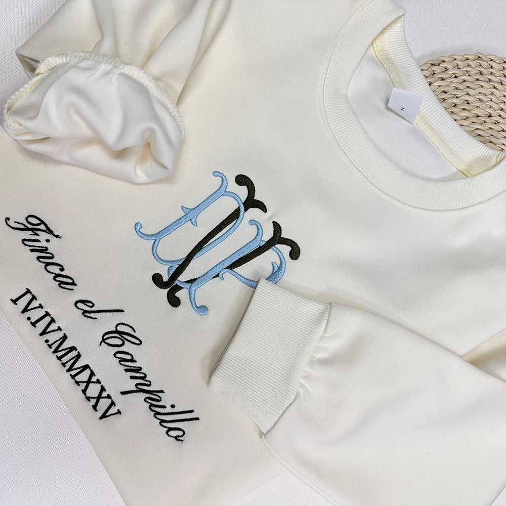 Embroidered Solid Pattern Custom Pet Portrait Hoodies and Shirts Winter Crewneck Couples Gift for Him on Valentines Day
