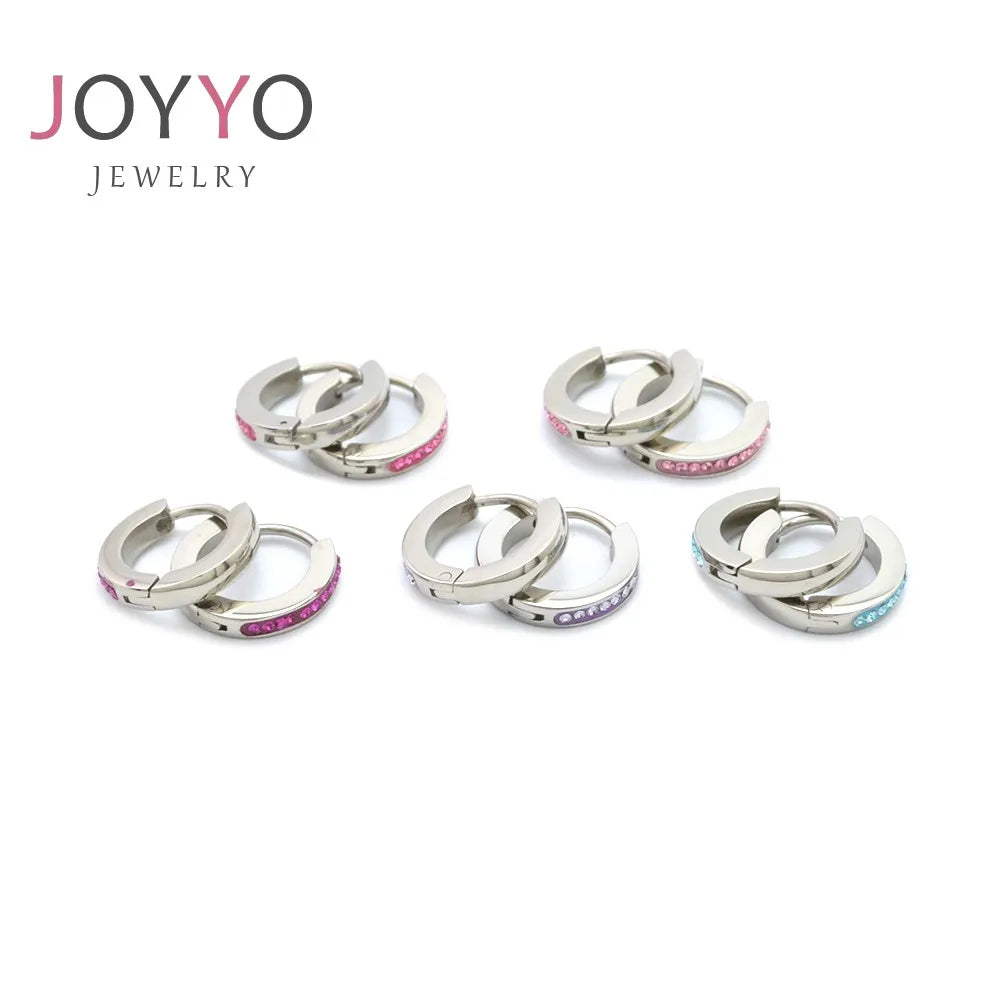 Colorful Crystal Children's Piercing  Earrings Fashion Stainless Steel Top Quality African Earrings