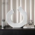 Merlin Living Nordic Round Desktop Art Ornament Stripe Pattern Matte Race Track Shape Minimalist Modern Ceramic for Home Decor