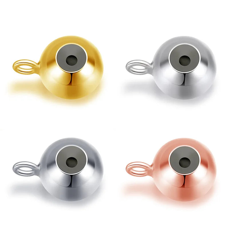 3mm 4mm 5mm 6mm  925 Sterling Silver Round Positioning Beads Rose Gold Slider Bead With Loop for Bracelets