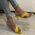 New Women Square Crystal Heel Slippers Outdoor Beach Transparent Cross Strap Slippers for Women