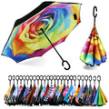 Wholesale Windproof Waterproof Double Layer Reverse Inverted Umbrella Customize Reverse Umbrella