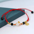 2023 New Chinese Zodiac Animal Jade Yutu Adjustable Link Rope Year of Rabbit Bracelet for Women Girls