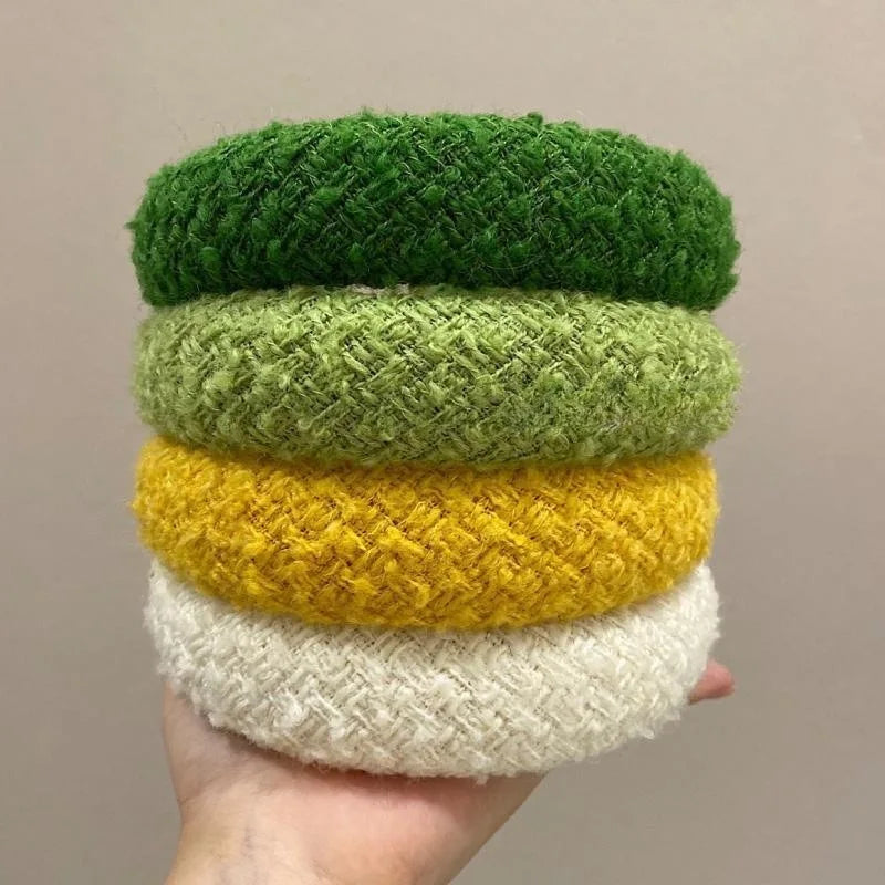 Korea Fashion Colorful Woven Rope Wide Edition Hair Band 2023 Autumn Winter Green Hair Accessories Wholesale Headband