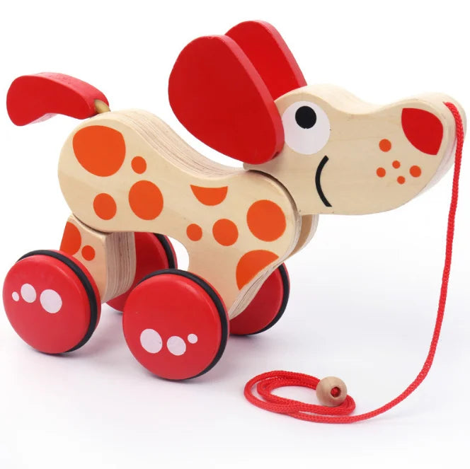 Wooden Animal Dog crocodile Trailer Boy Girl Cartoon Trailer Creative Toys
