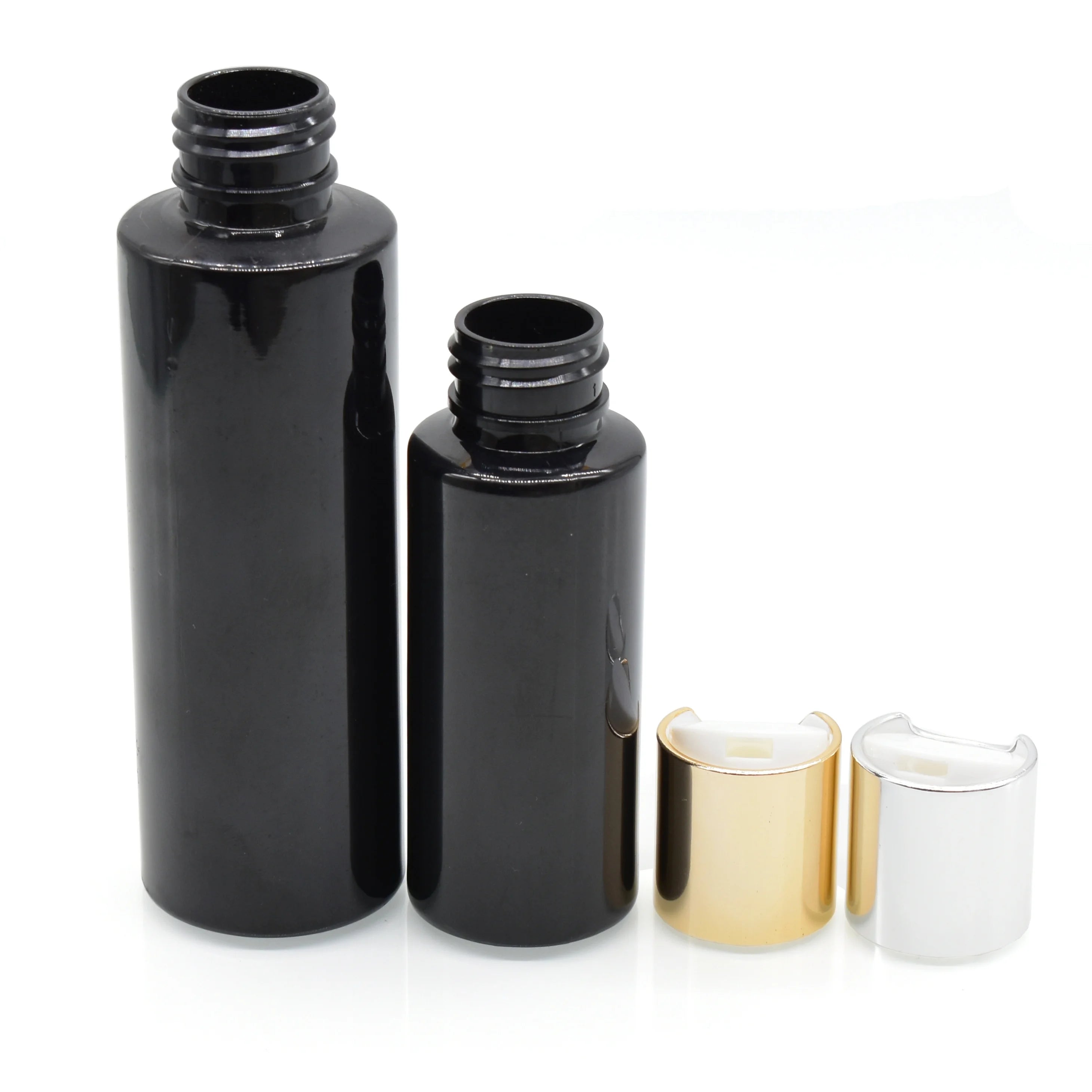 Black Flat Shoulder PET Shampoo Bottle 150ml 500ml 60ml 100ml 120ml Plastic Lotion Bottle With Press Disc Top
