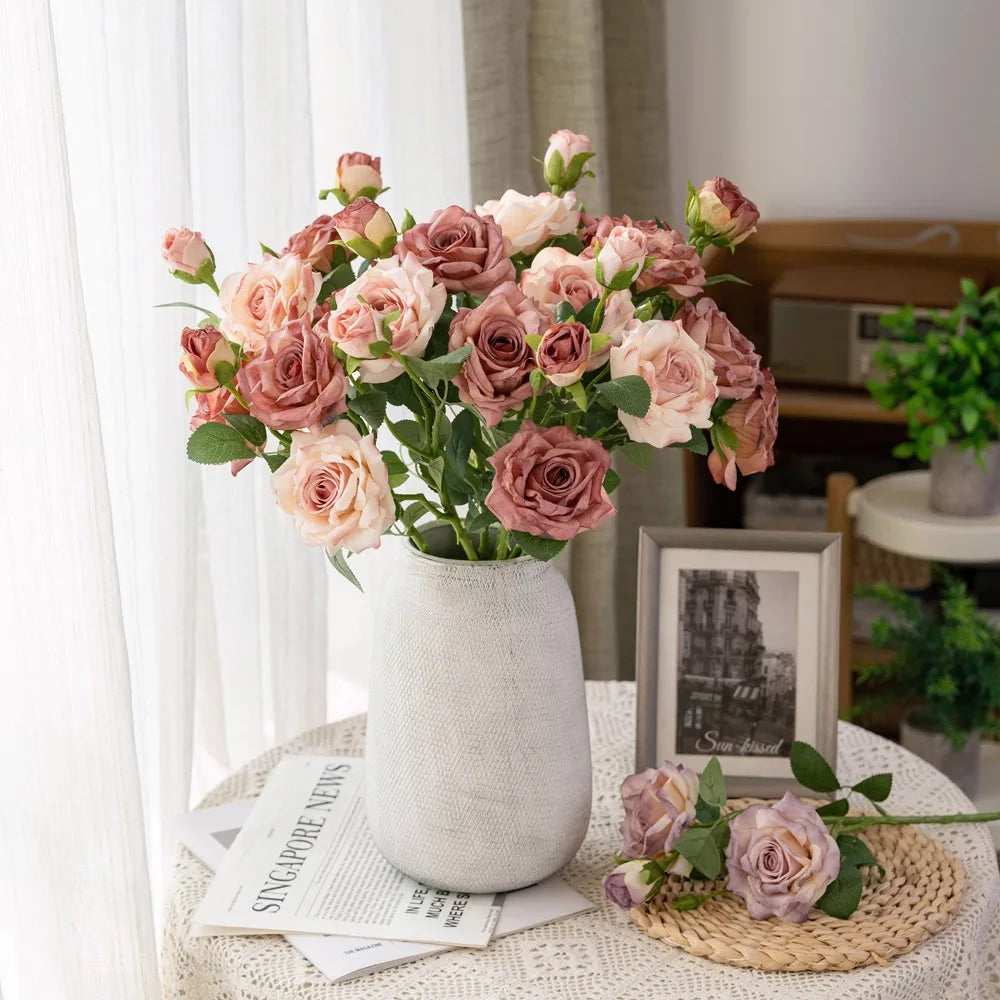 Wholesale Artificial Rose Real Touch Silk Cloth Flowers Home Wedding Graduation Easter Decorations Handmade 50cm