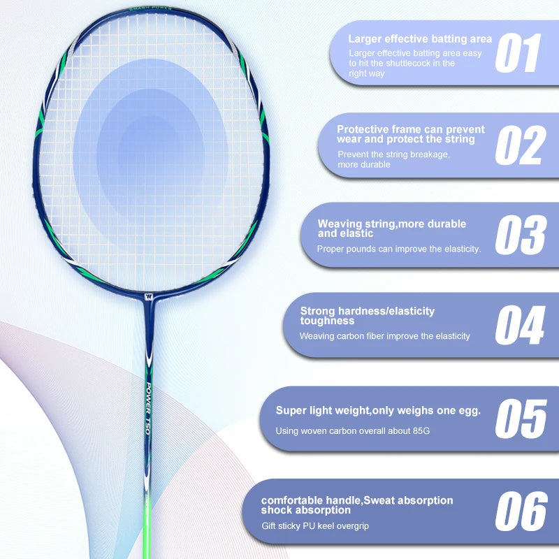 New Arrival Super Quality Custom Logo Print Speed Carbon  Fiber Badminton Racket
