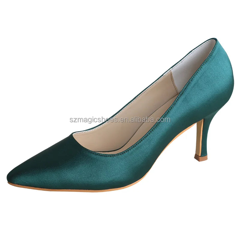 (23 Colors) Italian Women Prom Shoes Dark Green Factory