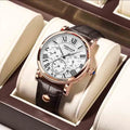 POEDAGAR Watch Men Fashion Real Leather Quartz Watches Waterproof Luminous Men's Sport Wristwatch Top Brand Male Luxury