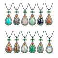 Women Large Heavy Pipa Pendant Necklace Silver Music Instrument Gemstone Jewelry Black Cord Chain