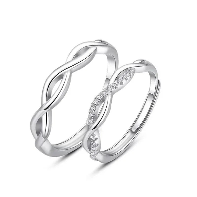 S925 Sterling Silver Wedding Engagement Zircon Jewelry Love Forever Couples Ring for Wedding
