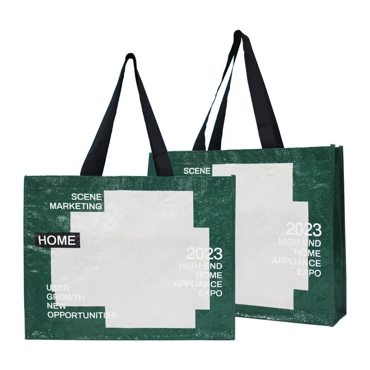Polypropylene Tote Bags Custom Recyclable Portable Laminated Waterproof PP Woven Shopping Bags Foldable