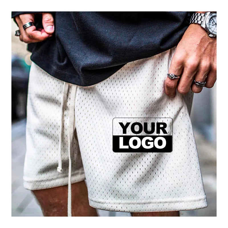 Style Men's Confort Fit Shorts Printed Mesh Fabric for Shorts Orginal Chinese Light Weight Custom Mens Casual High Waist Knitted