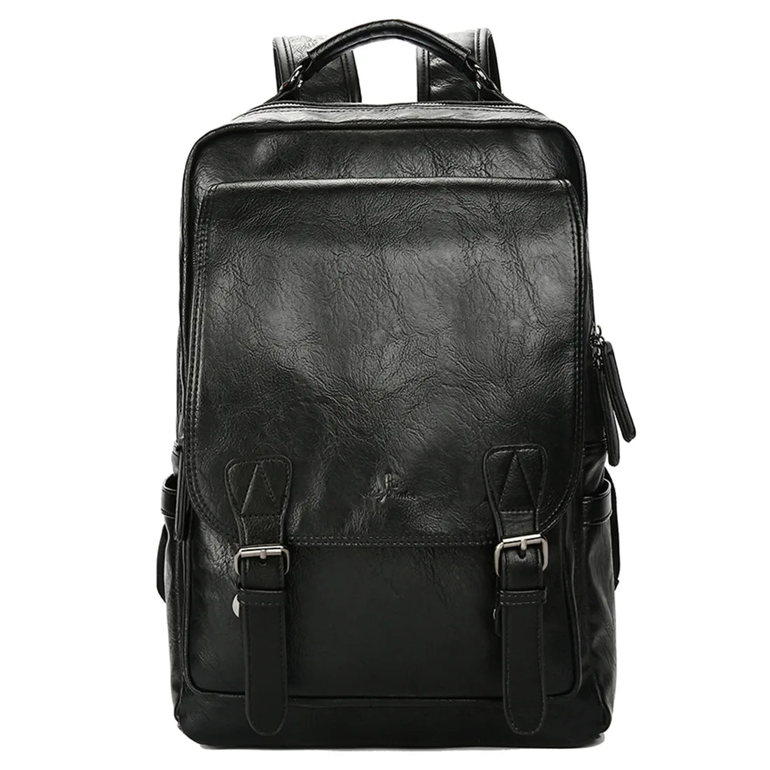 Black Notebook Carrying Camping School Bags Men Leather Backpack