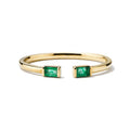 Milskye Design New Style Jewelry 925 Silver 14k Gold Plated baguette Emerald Open Ring