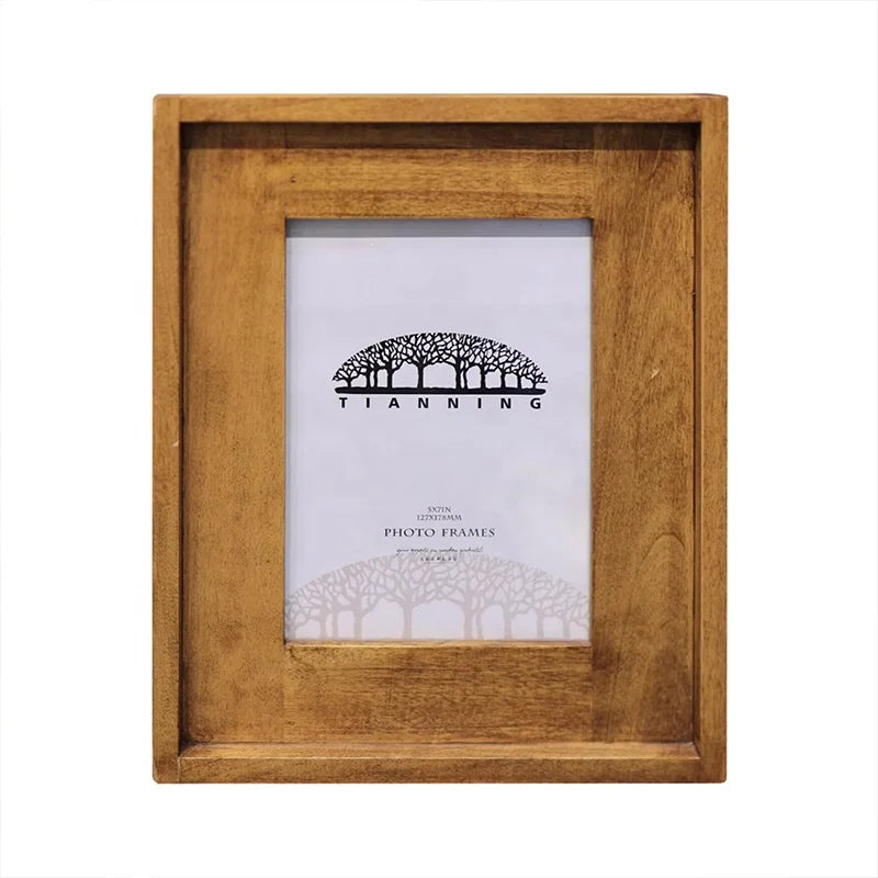 Custom Classic Fashionable Natural Wood Eco-Friendly 4x6 Square Photo Frame for Home Decoration Wholesale Customizable