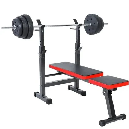 Barbell Adjustable Bench Press Chair with Training Rack Set Workout Bench Press Rack