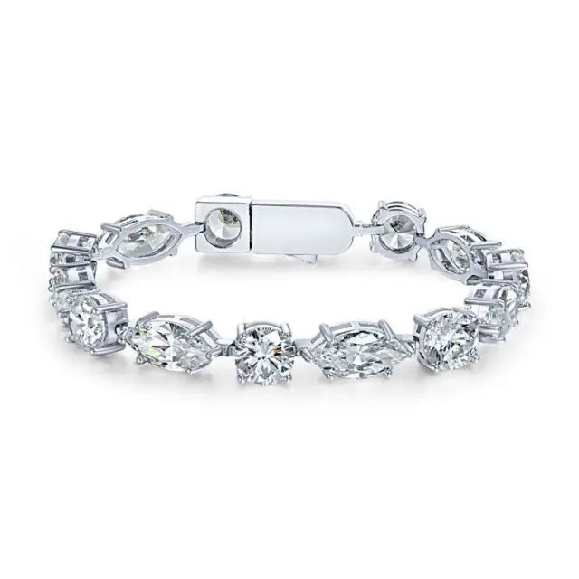Customizable 925 Sterling Silver Tennis Bracelet Fashionable White Gold Plated Charm Bracelets CZ Diamond Zircon Stone for Gift