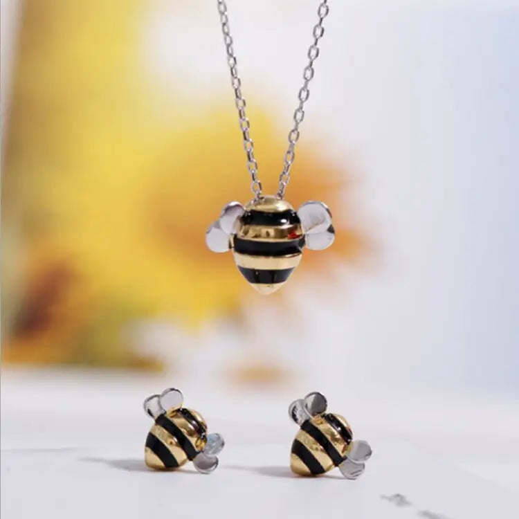 New Cute Bee 925 Sterling Silver Necklaces Pendants Sterling Silver Choker Necklace Animal Jewelry Collar Colar De Plata