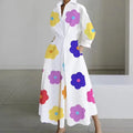 S-2XL Long Sleeve Dot Print Elegant Maxi Dresses for Women 2025 White Casual V Neck Shirt Party Long Dress Robe Femme