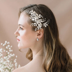 Rhinestones Crystals Pearls Flower and Leaves Wedding Hair Comb Bridal Hairpieces Hair Accessories Bridesmaids Women
