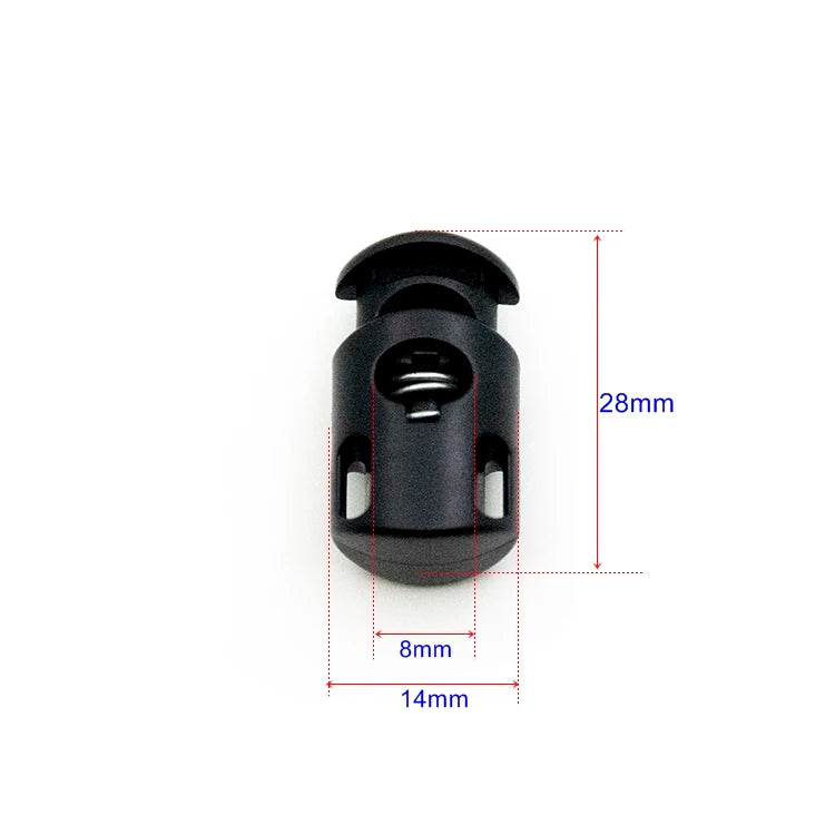 Black Adjustable 28x14mm Hole 8mm Plastic Cord Lock Rope Spring Stopper