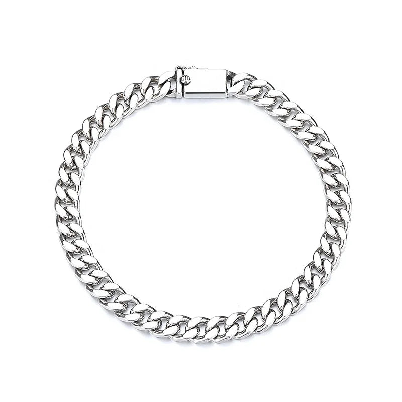 Custom S925 8MM Fine Jewelry Unisex Rhodium Plated 18K Gold Miami Cuban Link Bracelet 925 Sterling Silver Women's Party Gift