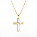 HOVANCI Non Tarnish Necklace Letters Jesus Pendant Gold Virgen Mary Anti Tarnish Cross Necklace