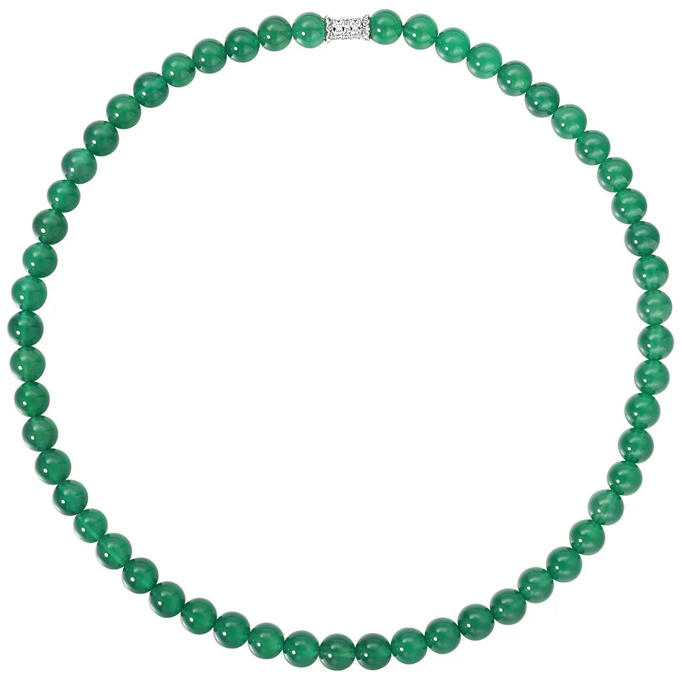 2024 New Natural Green Agate Chalcedony Stone Beaded Necklace for Women Jewelry Custom Factory Wholesale