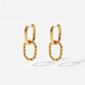 Stainless Steel Earrings U Shaped Double Loop Gold Plated Twist Rope Hoop Earrings