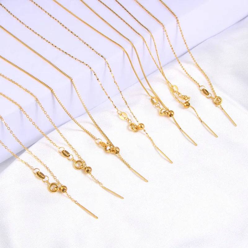 New Design Gold Rose Gold Plating Titanium Stainless Steel Chain Adjustable DIY Choker Necklace 45cm
