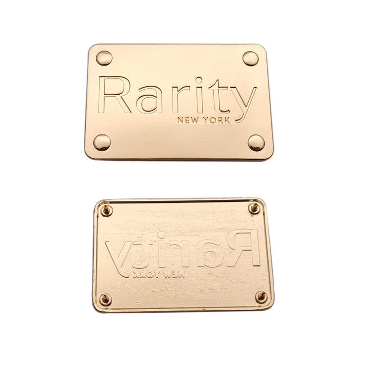 Wholesale Engraved Brand logo Metal Label Tags Custom Metal Name Plates With Pin for Handbags