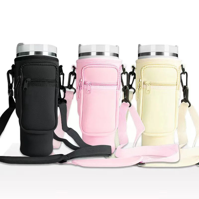 40oz Neoprene Sports Zipper Phone Purse Pocket Luxury Classic Gym Sling Carrier Bag Pouch Drink Cup Tumbler Mug Holder Sleeve