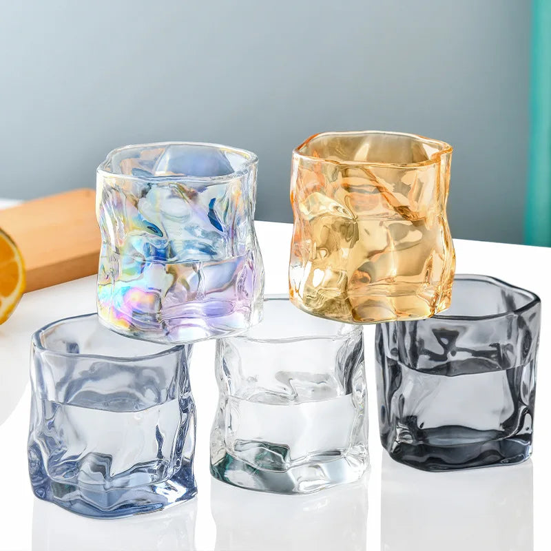 Glass Tumbler Vintage Glassware Clear Transparent Juice Water Tea Coffee Cups