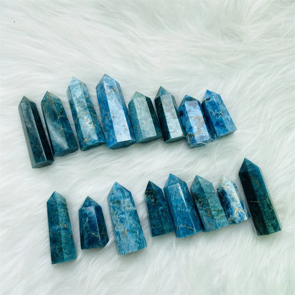 High Quality Wholesale Natural Blue Apatite Crystal Tower Wand for Healing Decoration