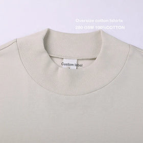 Blank Sports 100% Cotton Turtleneck Short Sleeve Men's Drop Shoulder T-shirts