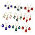 VKME Retro Style Colorful Green Gemstone Earrings Necklace Jewelry Set for Women Jewelry Wholesale