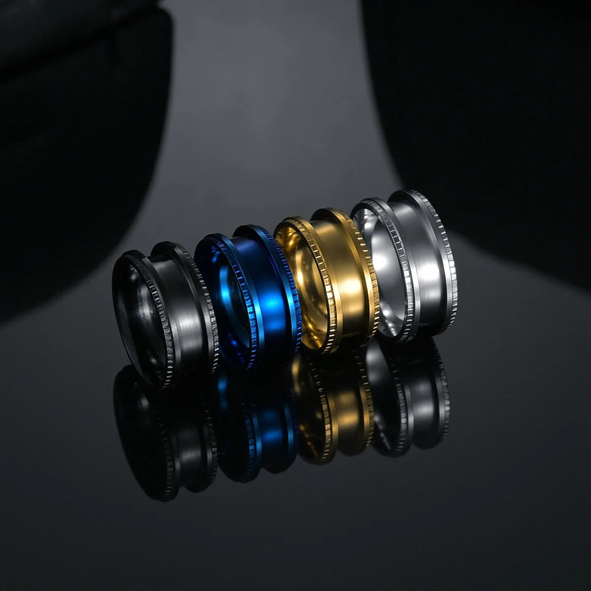Handmade Embossed Edge Stainless Steel Ring Cross-Border Source Trendy Style Personalized Jewelry Accessories Fashion Rings