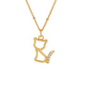 OAHLAN Trendy Fashion Jewelry Gold Plated Hollow Cat White CZ Copper Necklace for Women Commute Styling Holiday Present