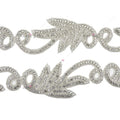 WRA-714 Keering Crafted Iron-on Crystal Rhinestones Trim Chain Applique Patches for Wedding Dresses & Clothes Made Mesh Fabric