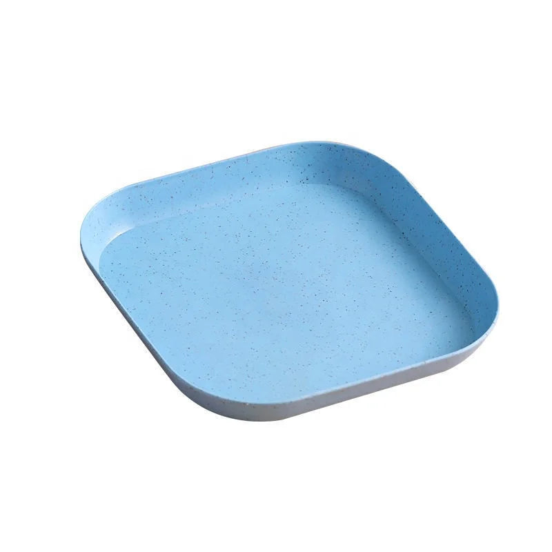 Biodegradable Wheat Straw Square Dessert Plate Reusable Restaurant Tableware Non-Breakable Dishes for Parties