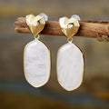 Classy Designer Jewelry New French Healing Crystal Rose Quartz Amazonite Heart Stud Earrings Gold Plated for Party or Wedding