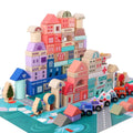 115 Pcs Educational Wooden City Transportation Building Blocks Customized Scenes Geometric Shape Assembled Building Blocks