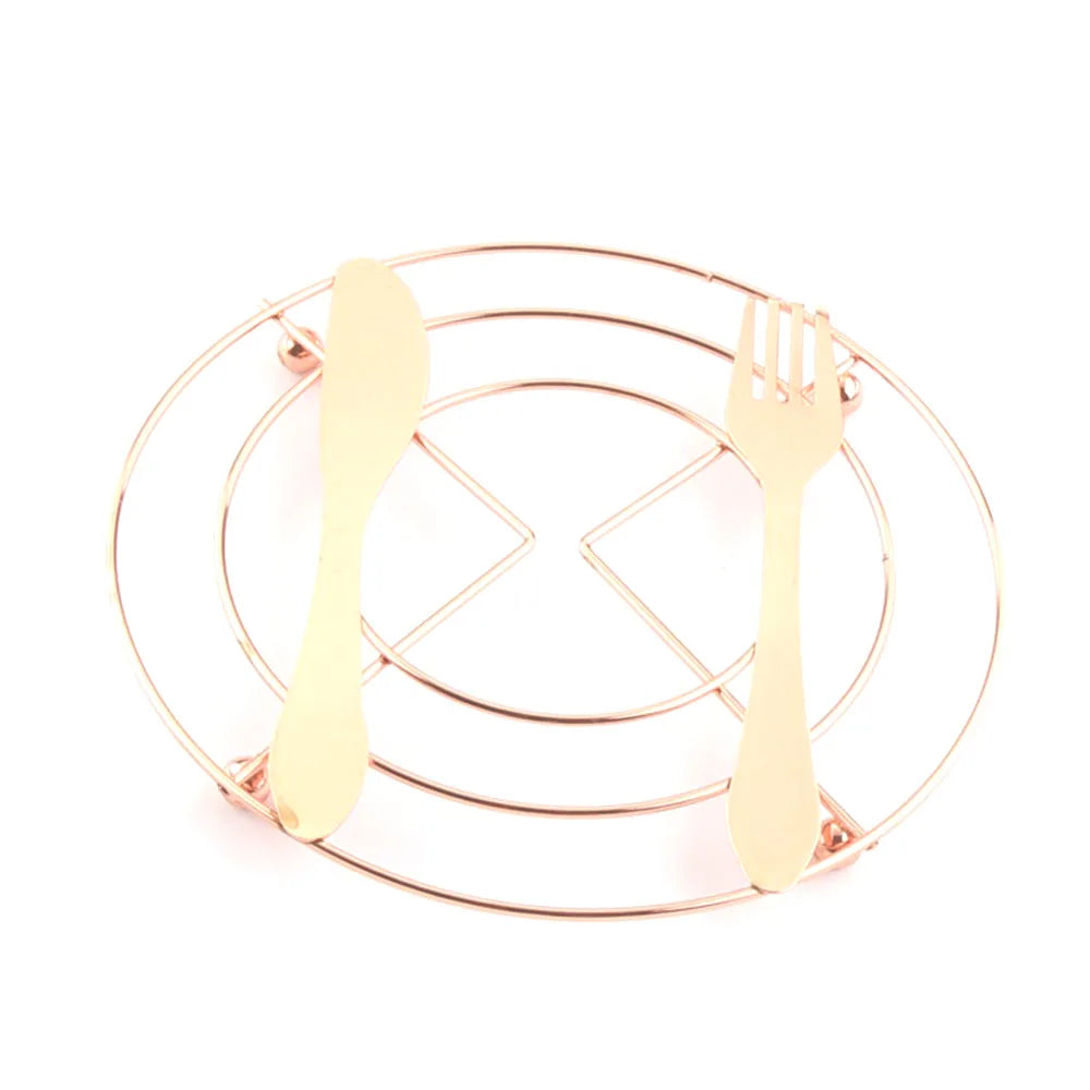 Copper Rose Gold Stainless SteelModern Round Pot Holder with Cooling Rack for Home Kitchen Use