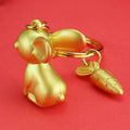 Customized Chinese New Year Twelve Zodiac Keychain Metal Carabiner with Rex Rabbit Fur Small Rabbit Design