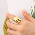 Chris April 316L  stainless steel creative design adjustable hammered texture glossy open band ring gold color foil bumpy rings