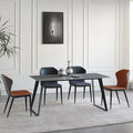 New Model Carbon Steel Base Slate Sintered Stone Slate Top Dining Table