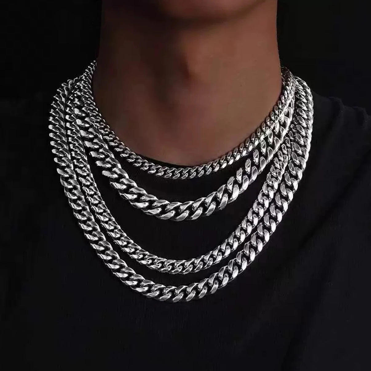 Stainless Steel Waterproof Sleek Cuban Link Chain Necklace for Men/Women Wholesale Chunky Chain Accessories Fashion Neck Jewelry